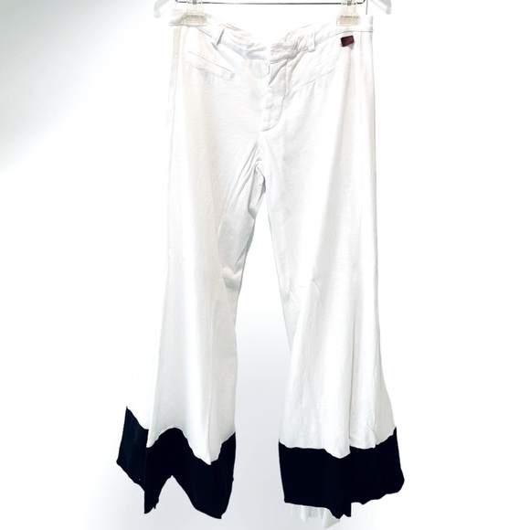 PEACE LOVE WORLD Pants Flare Bell Bottoms White Black Lounge Boho Sz Small - Picture 1 of 5